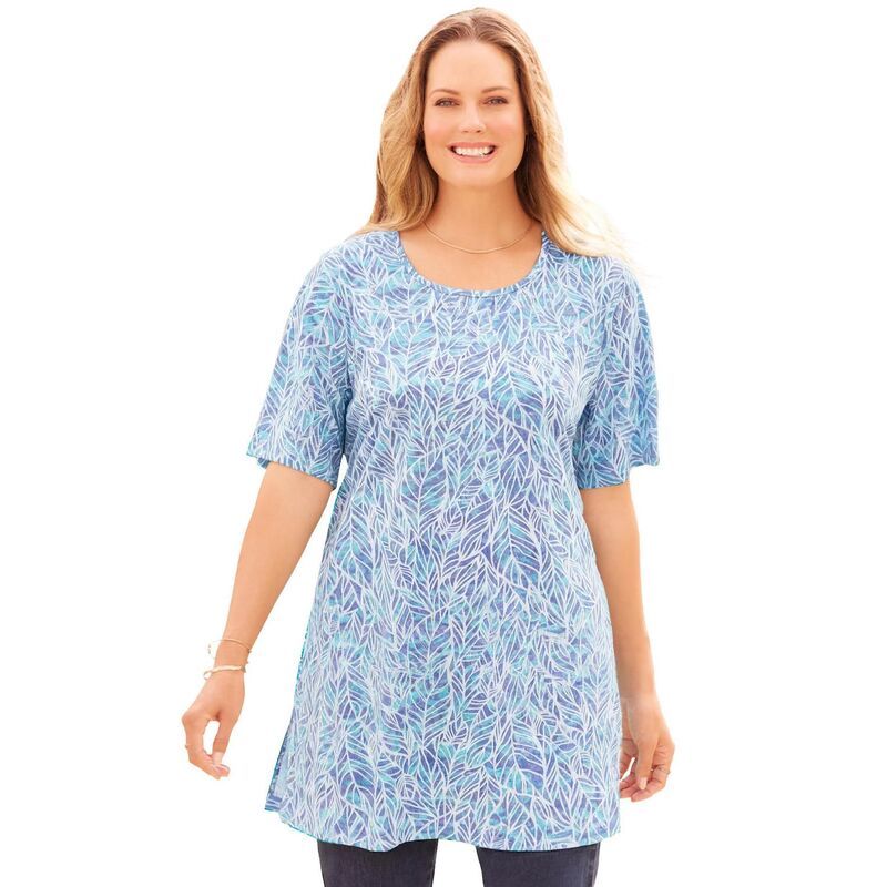 キャサリンズ レディース トップス Tシャツ プラスサイズ Catherines Womens Plusizeasy Fit Short Sleeve Scoopneck Tunic Purple B