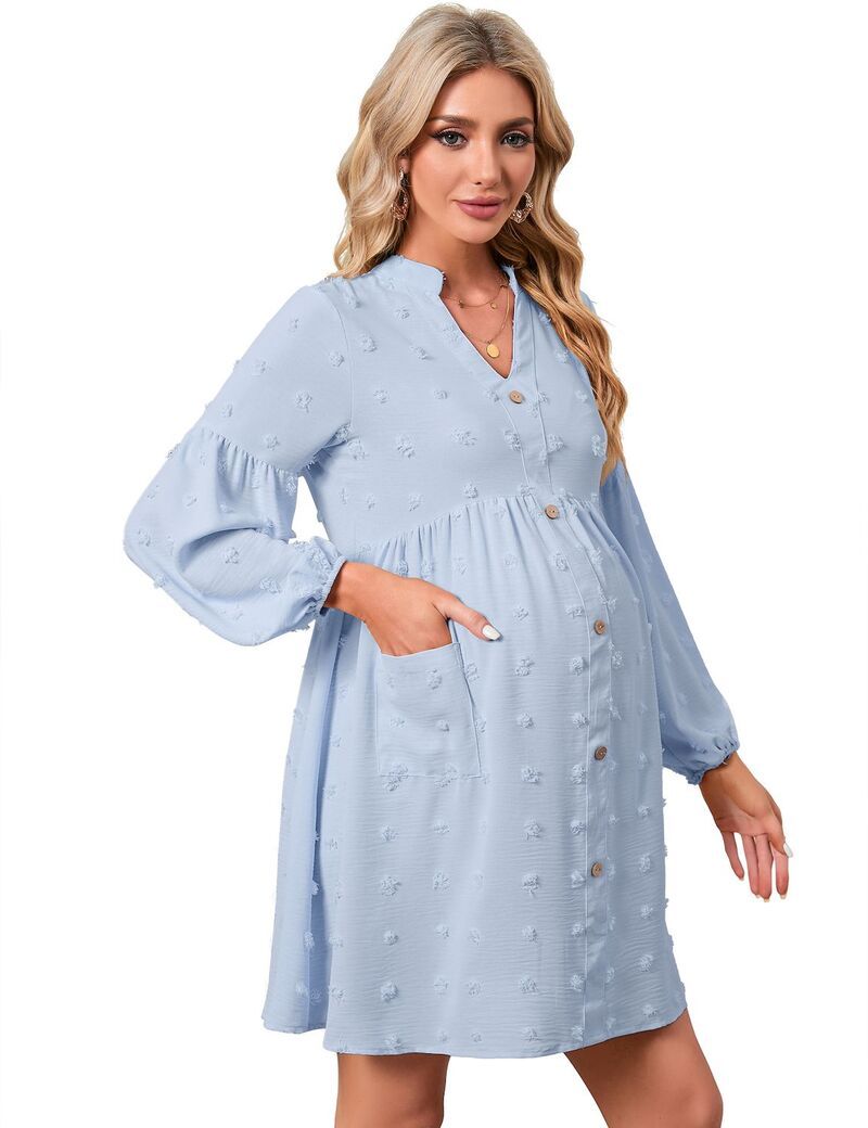 マキシスマーチ レディース トップス ワンピース Vネック ボタンダウン ミニ ダウン マタニティ Maxxis Merch Womens Maternity Dot Dress V Neck Lon 10,836円