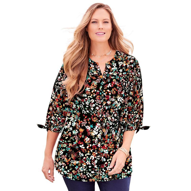 キャサリンズ レディース トップス シャツ ジョーゼット プラスサイズ プチ ブラウス Catherines Womens Plusize Petite Georgette Buttonfrontie