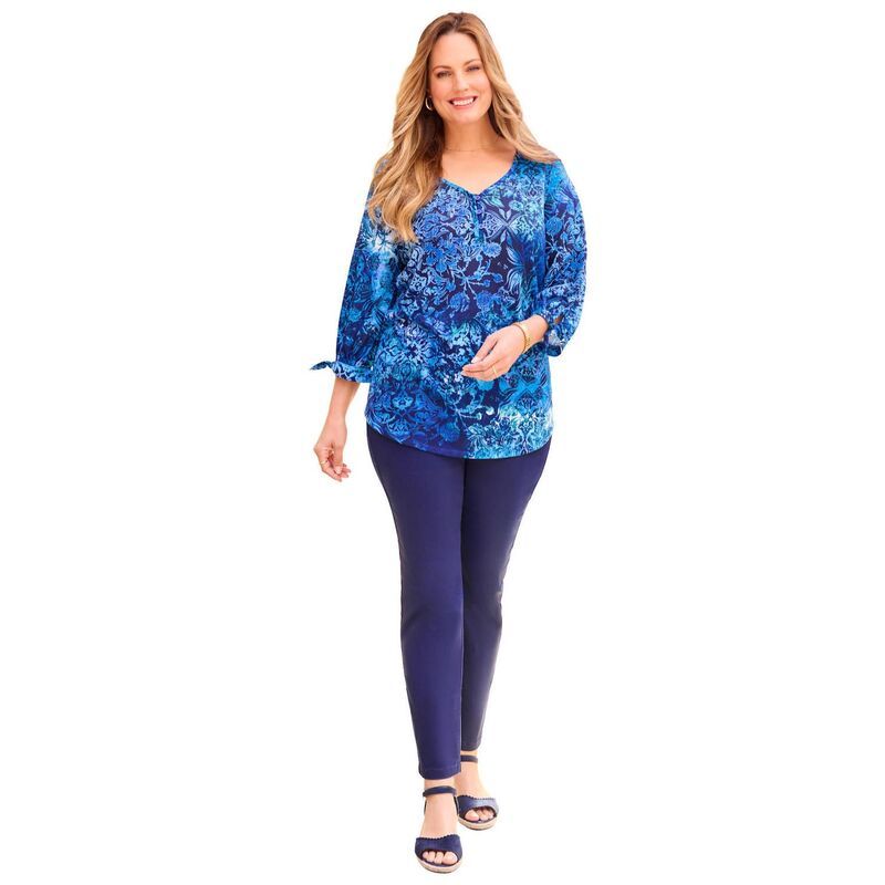 キャサリンズ レディース トップス Tシャツ プラスサイズ ニット Catherines Womens Plusize Hayden TieSleeve Knitop Blue Brushed Tap