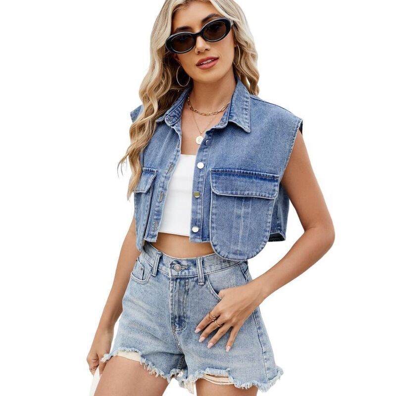 ジョイジョイ レディース トップス Tシャツ ベスト ノースリーブ デニム JoyJoy Womensummer Fashion Collaredenim Vest Pocket Sleeveless 10,765円
