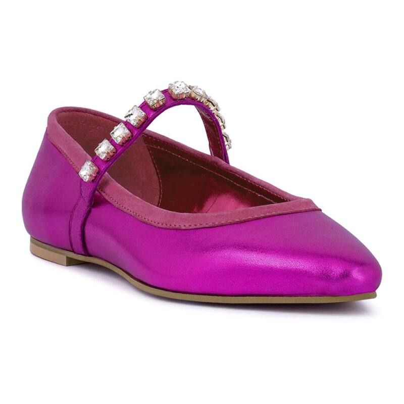 ラグアンドコー レディース シューズ サンダル レザー Rag Co Alverno Womens Leather Mary Jane Flats Fuchsia フューシャ