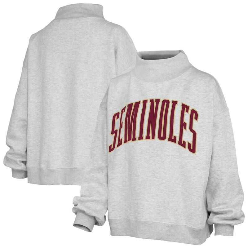 プレスボックス レディース トップス Tシャツ モックネック スウェット Womens Pressbox Heather Gray Florida State Seminoles Oversized