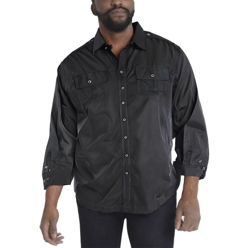 ボルダークリーク レディース トップス Tシャツ トール Boulder Creek by KingSize Mens Big Tallong Sleeve Pilot Shirt Black ブラッ