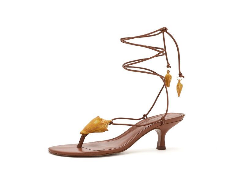ファーム レディース シューズ ヒール Farm Rio Shell Macrame Kitten Heels Cuoio