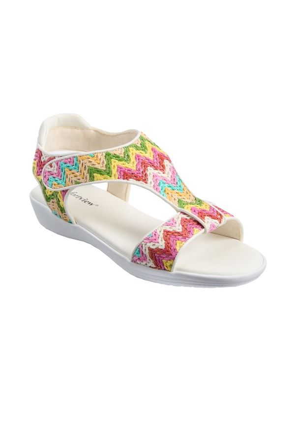 コンフォートビュー レディース シューズ ヒール サンダル Comfortview The Charlotte Orthotic Sandal Women White Multi ホワイト