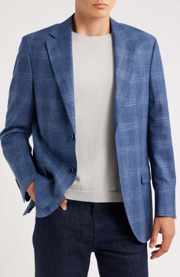 ピーター・ミラー メンズ アウター ジャケット・ブルゾン ウール シルク コート Peter Millar Hyperlight Soft Blue Plaid Slub Wool Silk Blen