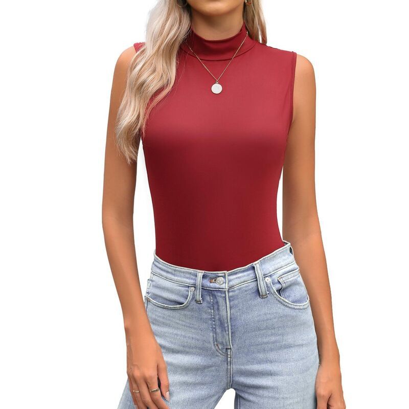 ジーグー レディース トップス Tシャツ モックネック ノースリーブ Zeagoo Womens Mock Neck Slim Fitted Sleeveless Topstretchy Basica