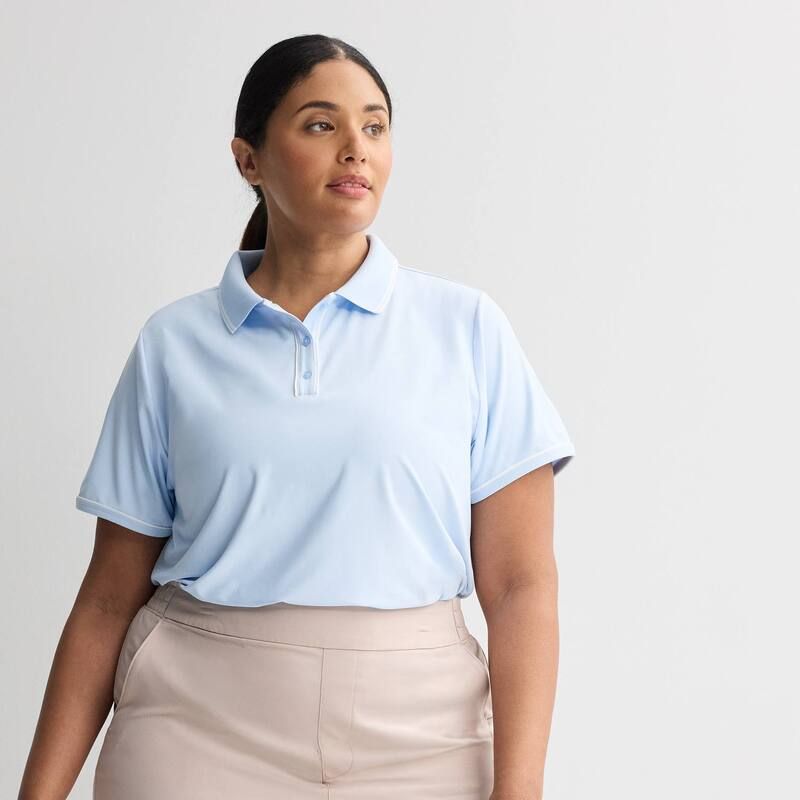 Tek Gear レディース トップス Tシャツ ポロシャツ プラスサイズ Plusize Tek Gear Piped Sport Gear Short Sleeve Polo Shirt Sky