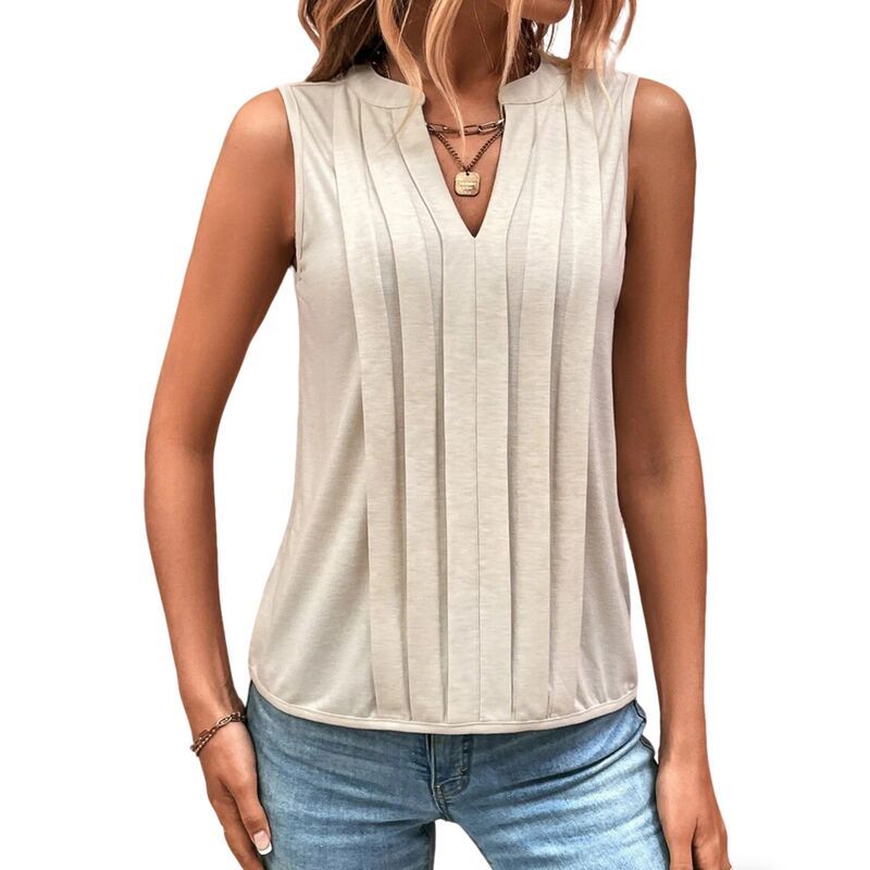 エリートスピリット レディース トップス Tシャツ Vネック プリーツ ノースリーブラウス EliteSpirit Womensleeveless Pleated Blouse Split V Nec 9,735円