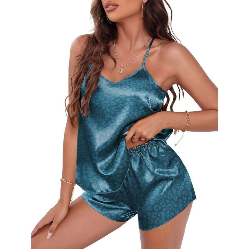 エコアー レディース アンダーウェア ナイトウェア Vネック シルク Ekouaer Womens Pajama Setsilky Cami Short Pj Sets Crossback VNeck