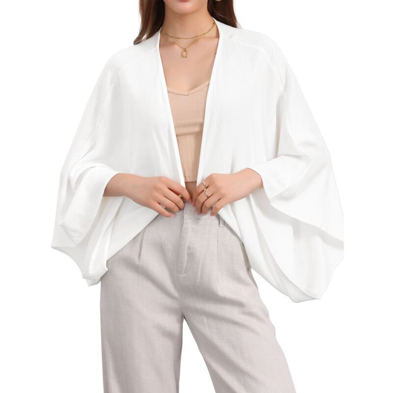 インスパイア シック レディース アウター ニット・セーター カーディガン リネン INSPIRE CHIC Womensummer Linen Cardigan 34 Sleeve Open Fro