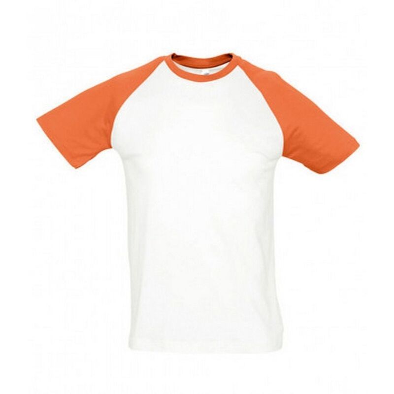 ソルズ メンズ トップス Tシャツ コントラスト SOLS Mens Funky Contrast Short Sleeve TShirt White And Orange ホワイト