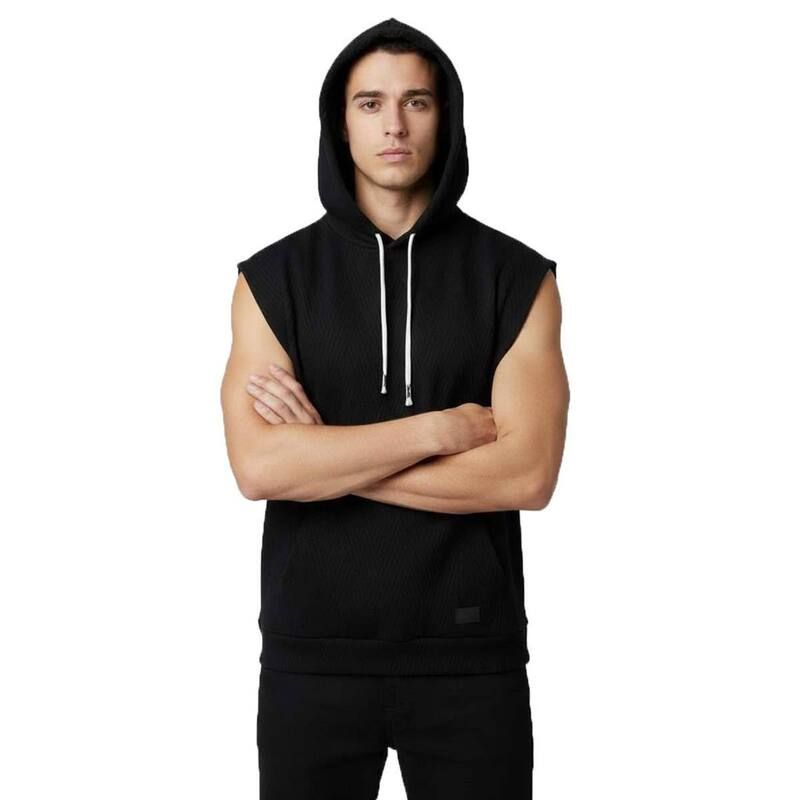 セオリア メンズ トップス Tシャツ ノースリーブ パーカー Seoria Men Sleeveless Hoodie Pullover With Kangaroo Pocket Drawstring