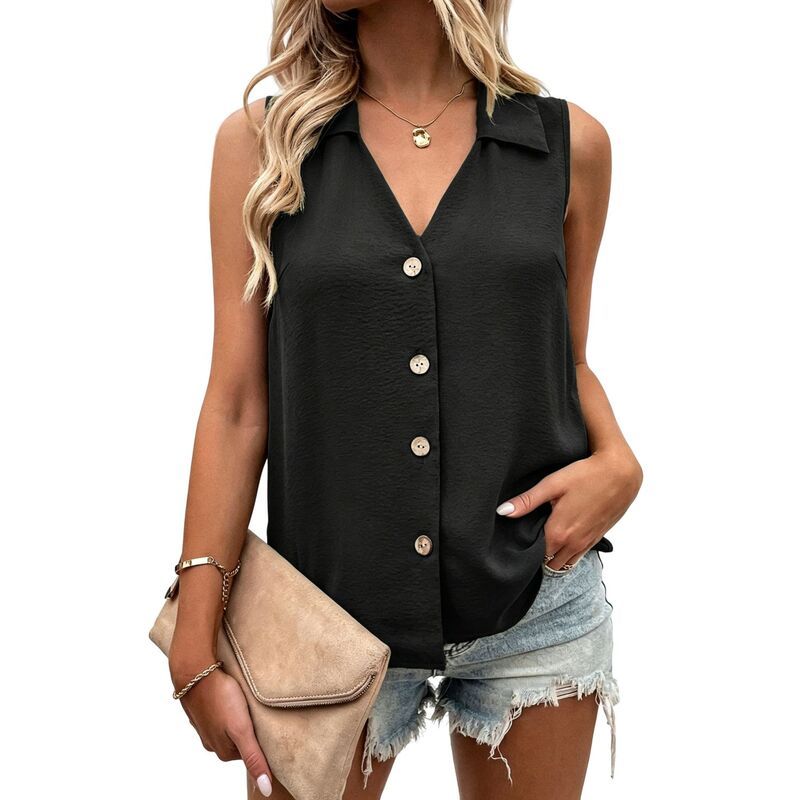 コジョイン レディース トップス シャツ Vネック ベスト ノースリーブ ダウン ブラウス Kojooin Womensleeveless Colla red ButtonDown Blouse VN