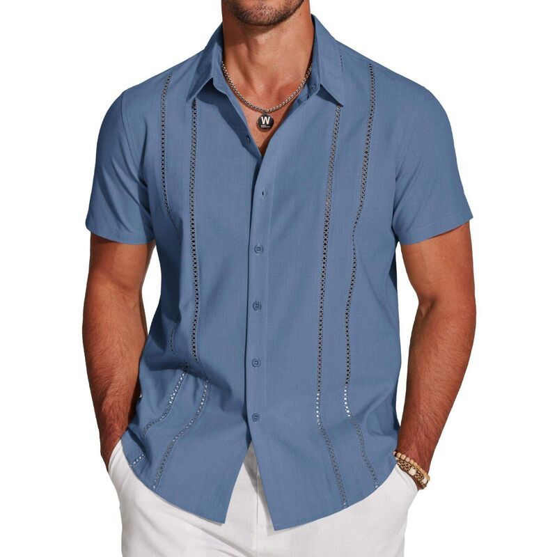 クーファンディ メンズ トップス Tシャツ ボタンダウン 半袖 ダウン リネン COOFANDY Button Down Shirts for Men ShortSleeve Solid Linen