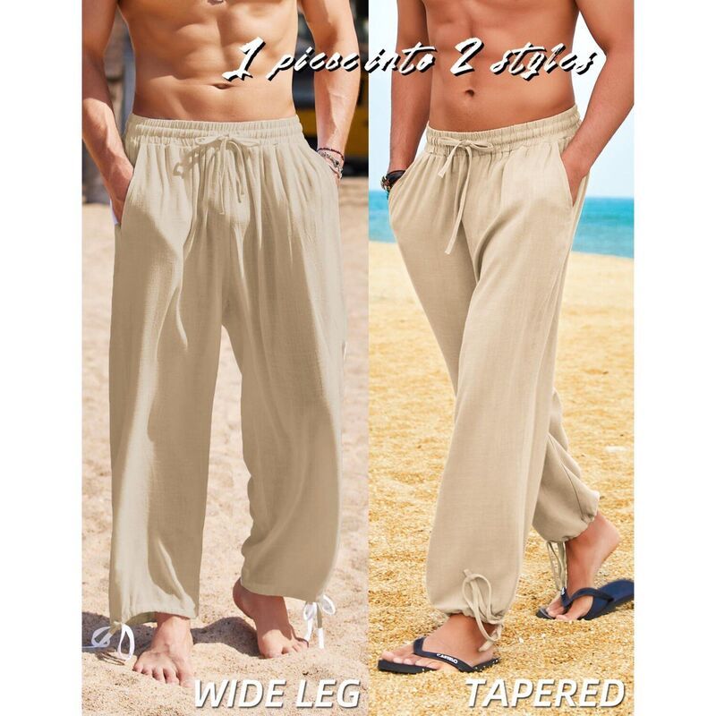 クーファンディ メンズ ボトムス カジュアルパンツ コットン リネン COOFANDY Mens Cotton Linen Pants Elastic Waist Harem Pants Casual