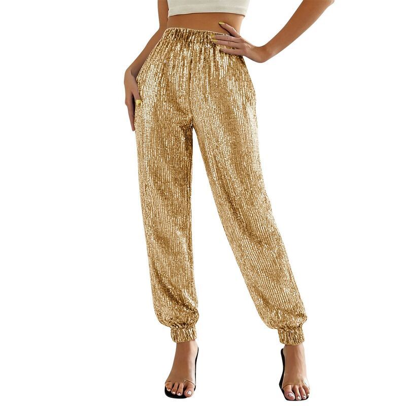 クリアフラワー レディース ボトムス カジュアルパンツ ハイウエスト スパンコール ClearFlower Women s High Waist Sequin Jogger Pants Glitter 12,145円