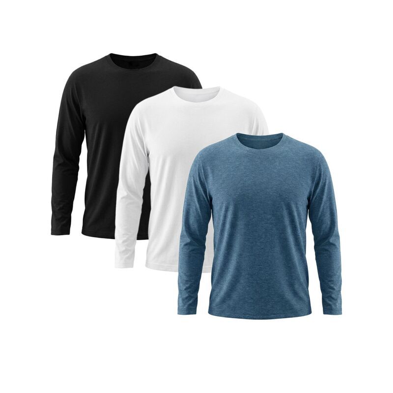 インスパイア シック メンズ トップス Tシャツ スリムフィット クルーネック INSPIRE CHIC 3 Packs Mens Casual t Shirt Crew Neck Long Slee