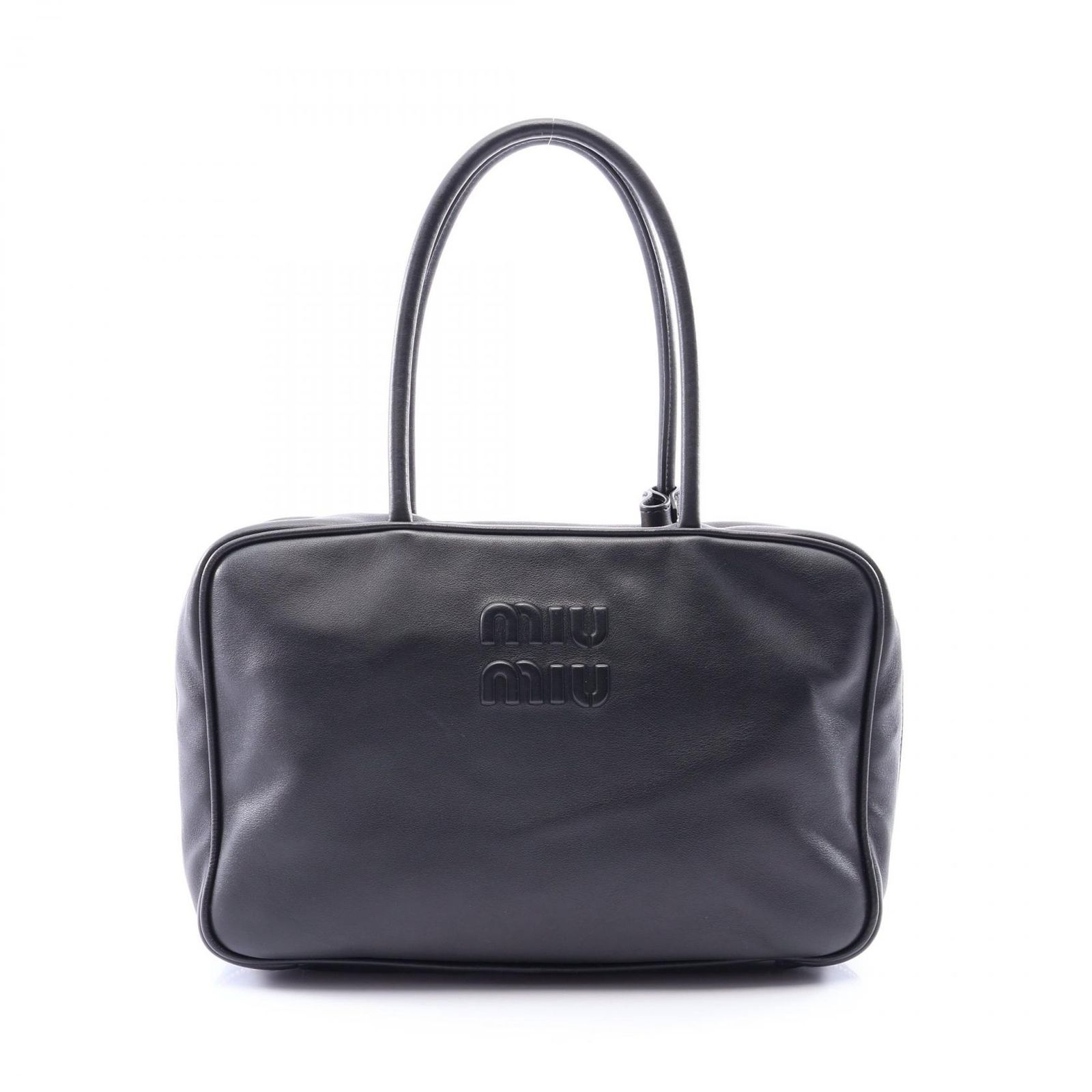 ミュウ ミュウ Miu Miu ハンドバッグ ボー 5BB117 ブラック レザー ボー バッグ ラージ レディース Used A