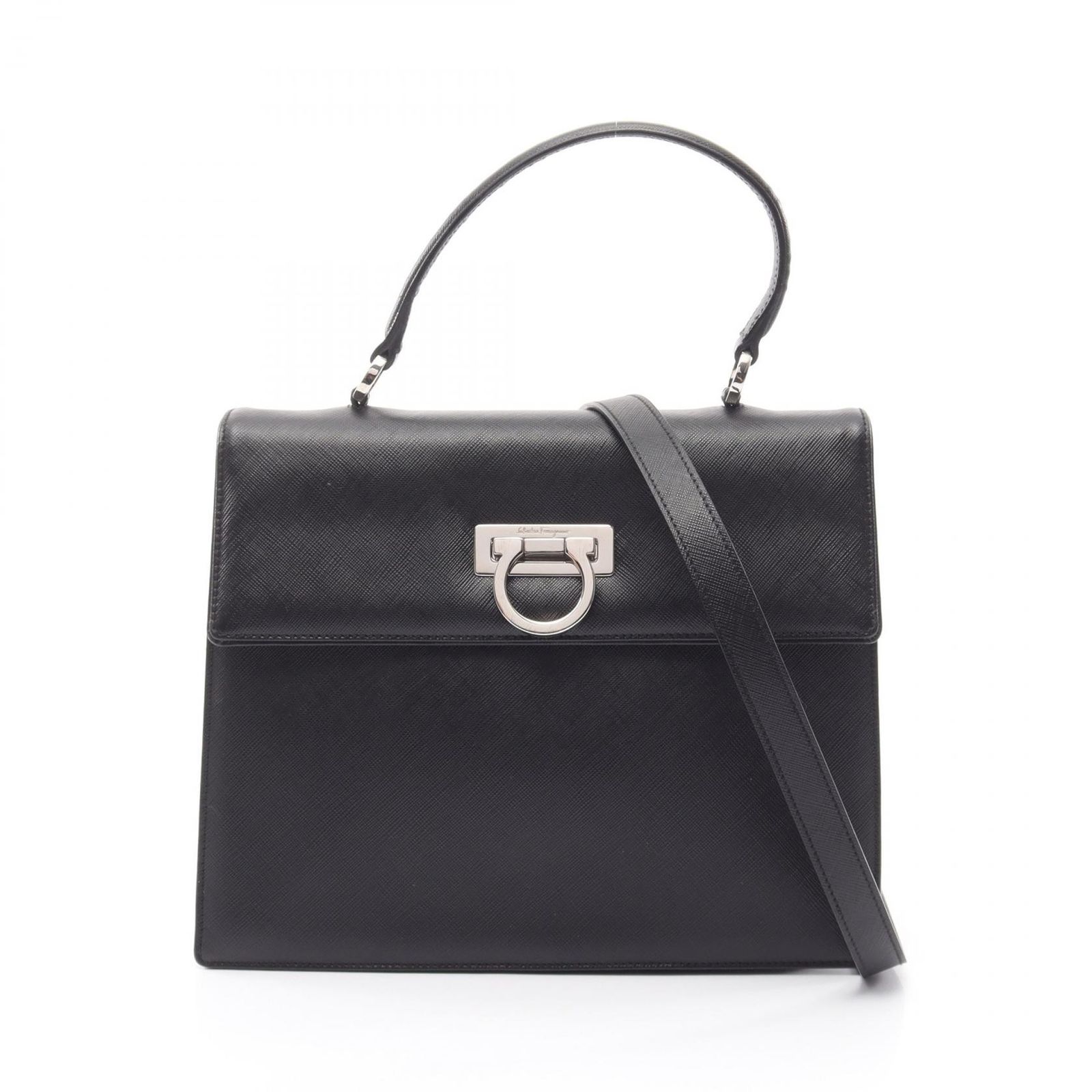 サルヴァトーレフェラガモ Salvatore Ferragamo ハンドバッグ ガンチーニ 2WAY ブラック レザー ガンチーニ 2wayハンドバッグ レディース Used B