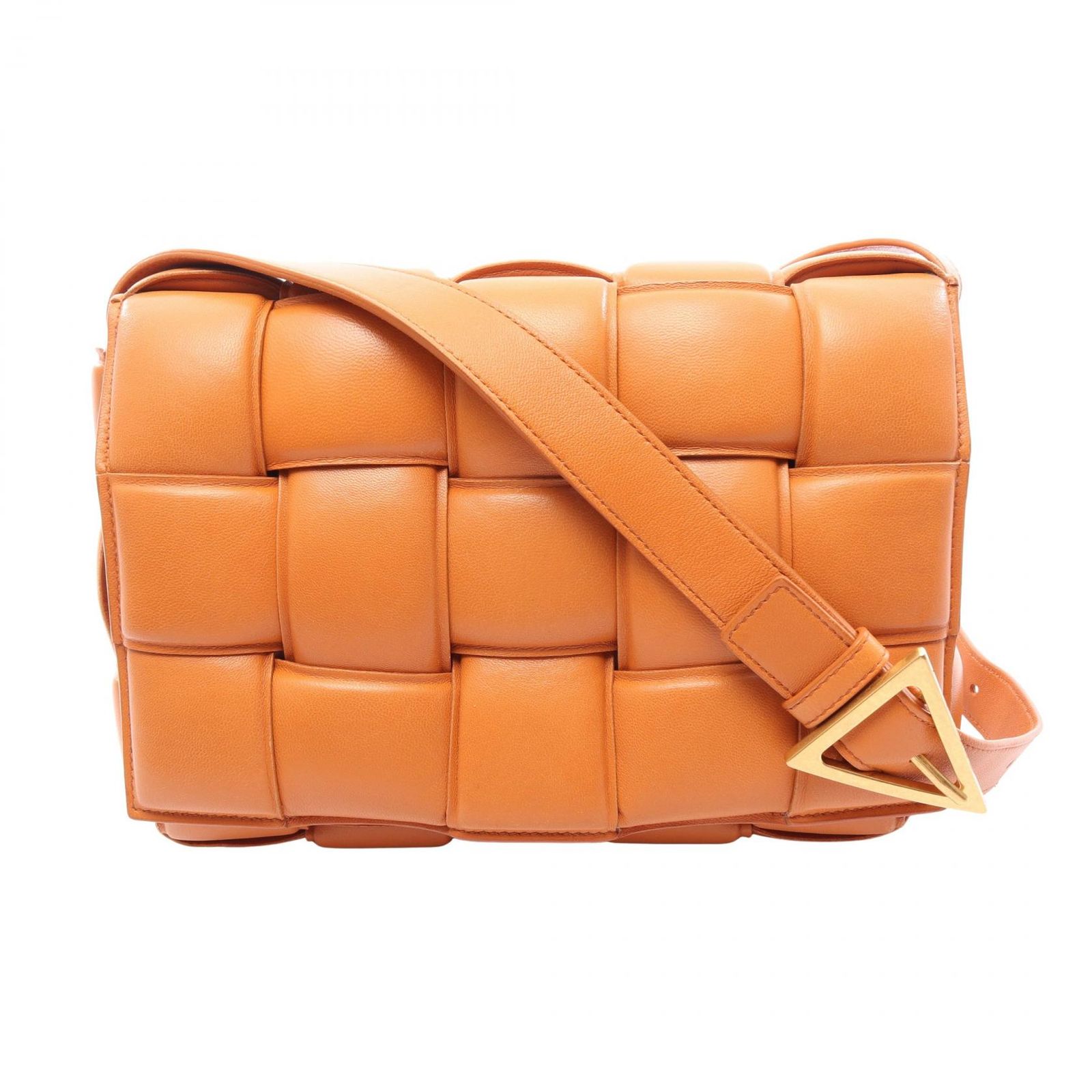 ボッテガヴェネタ BOTTEGA VENETA ショルダーバッグ パデット カセット イントレチャート オレンジ レザー パデット カセット レディース Used B