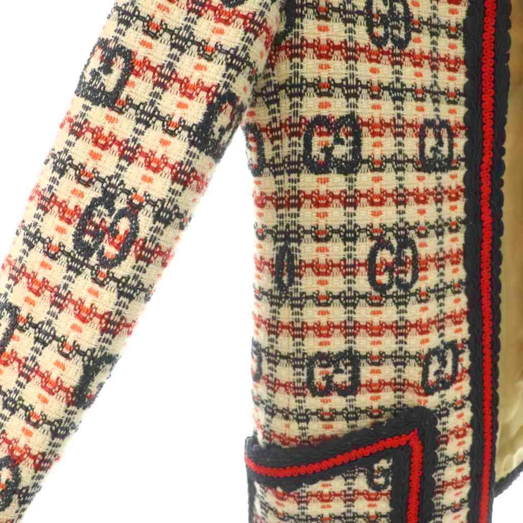 グッチ GUCCI ZADEH ノーカラージャケット ツイード インター