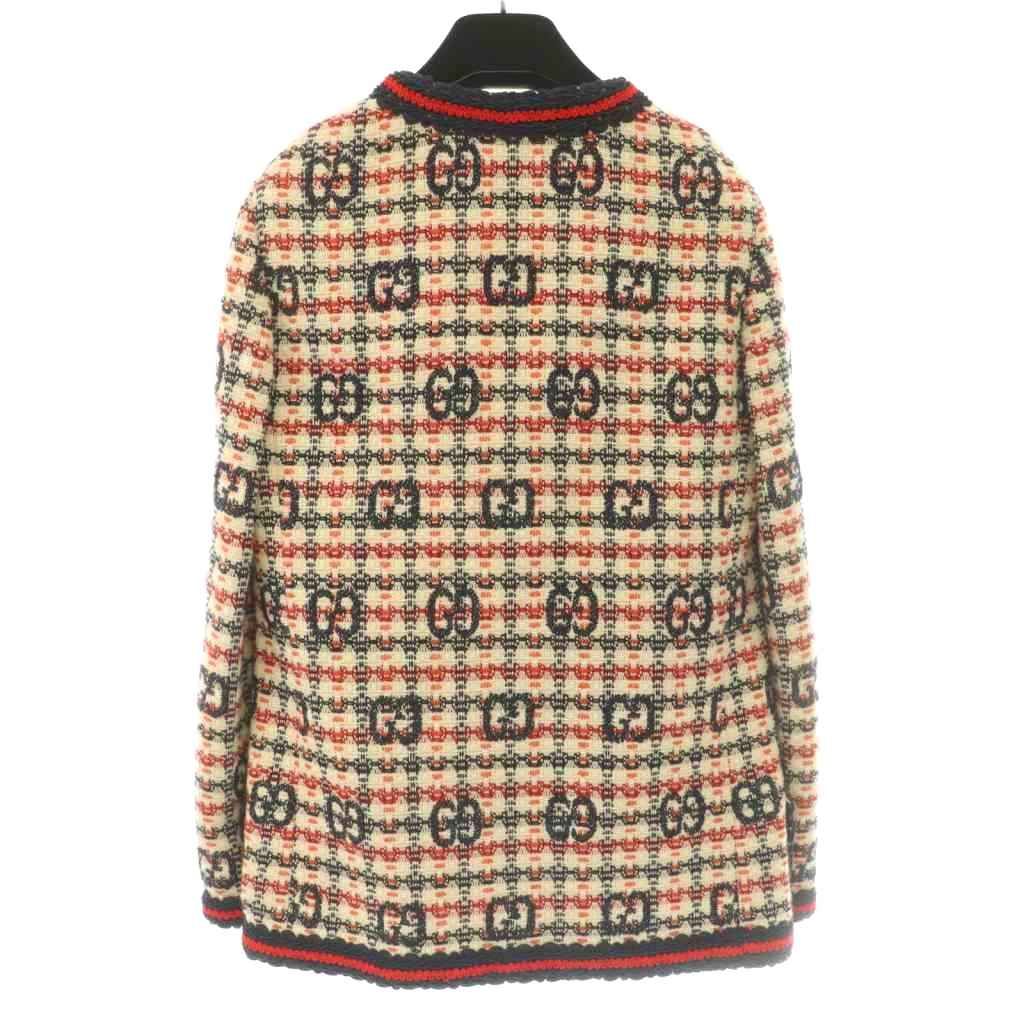 グッチ GUCCI ZADEH ノーカラージャケット ツイード インター