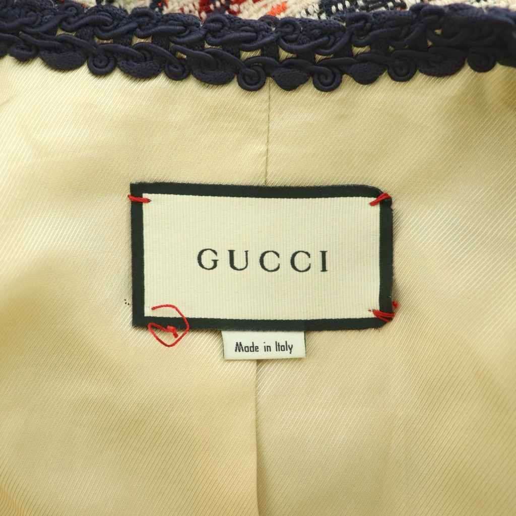 グッチ GUCCI ZADEH ノーカラージャケット ツイード インター