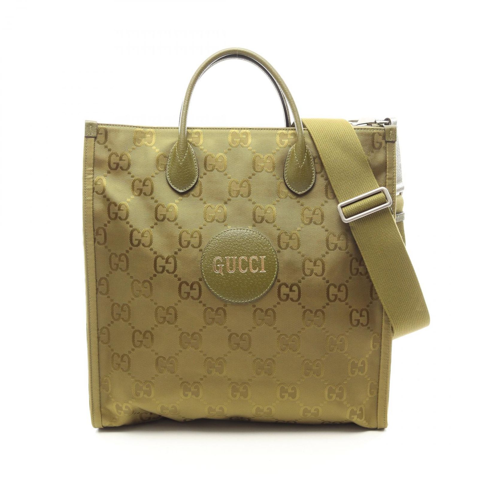 グッチ GUCCI トートバッグ オフザグリッド 2WAY 696043 グリーン ナイロン レザー オフザグリッド 2wayトート レディース Used A