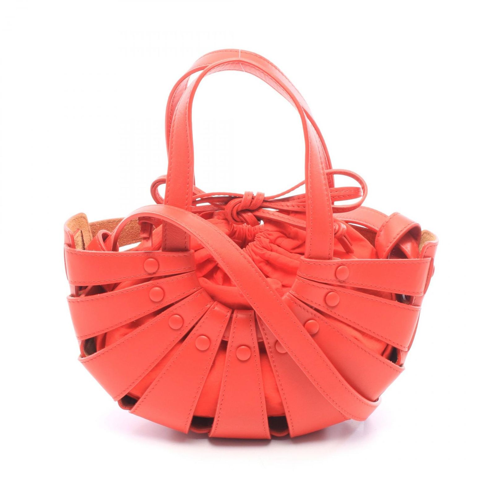 ボッテガヴェネタ BOTTEGA VENETA ハンドバッグ ザ シェル スモール 2WAY レッド レザー ザ シェル 2wayショルダーバッグ レディース Used A