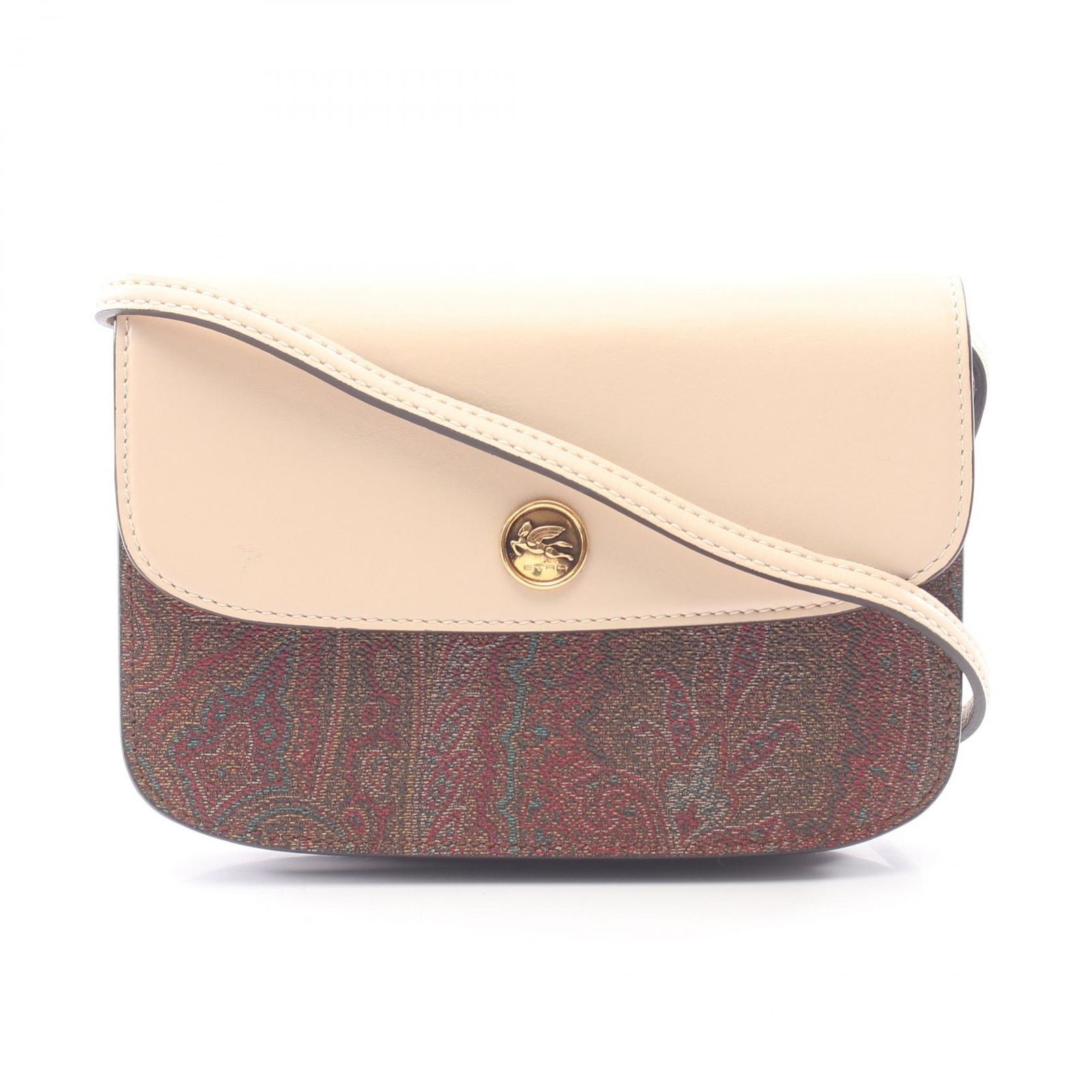 エトロ ETRO ショルダーバッグ ベージュ/マルチ PVCコーティングキャンバス レザー ショルダーバッグ レディース Used A 23,902円