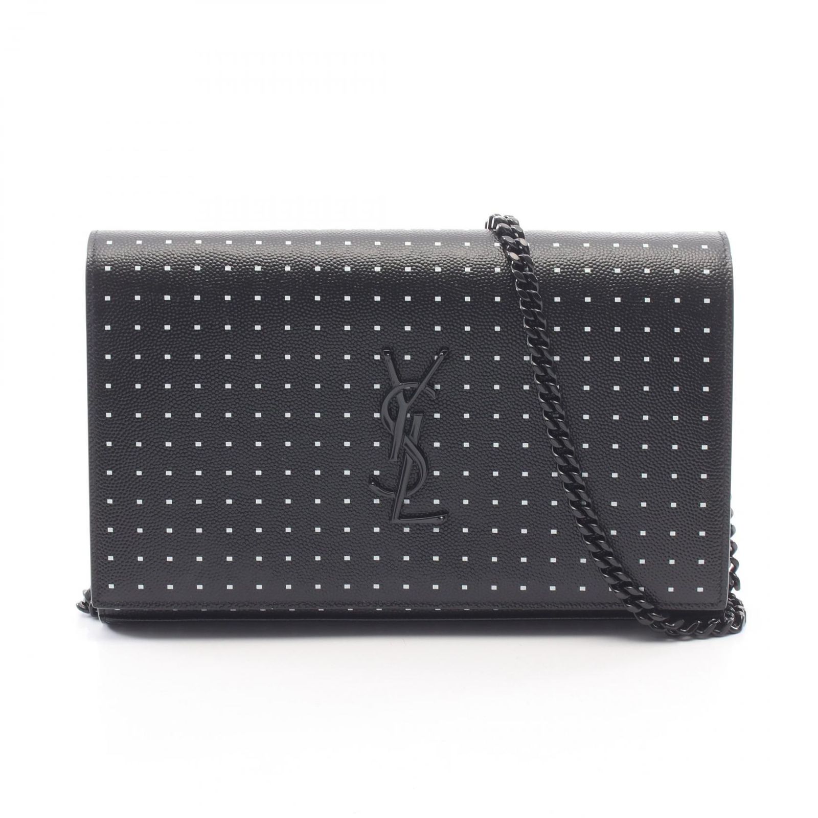 サンローランパリ SAINT LAURENT PARIS ショルダーバッグ YSL モノグラム ポルカドット ブラック レザー ケイト ミディアム ポルカドット レディース Used A