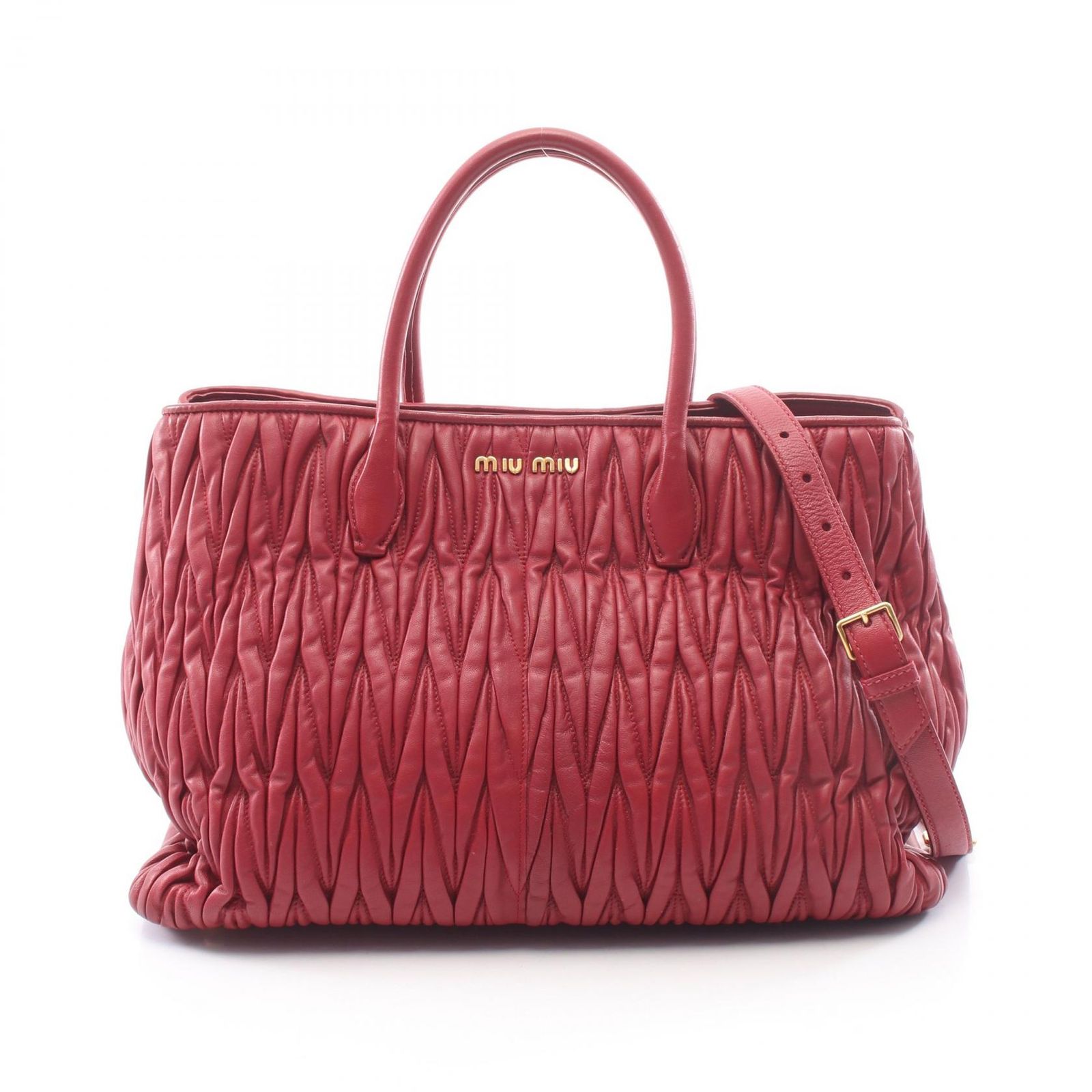 ミュウ ミュウ Miu Miu トートバッグ マテラッセ 2WAY レッド レザー マテラッセ 2way トートバッグ レディース Used A