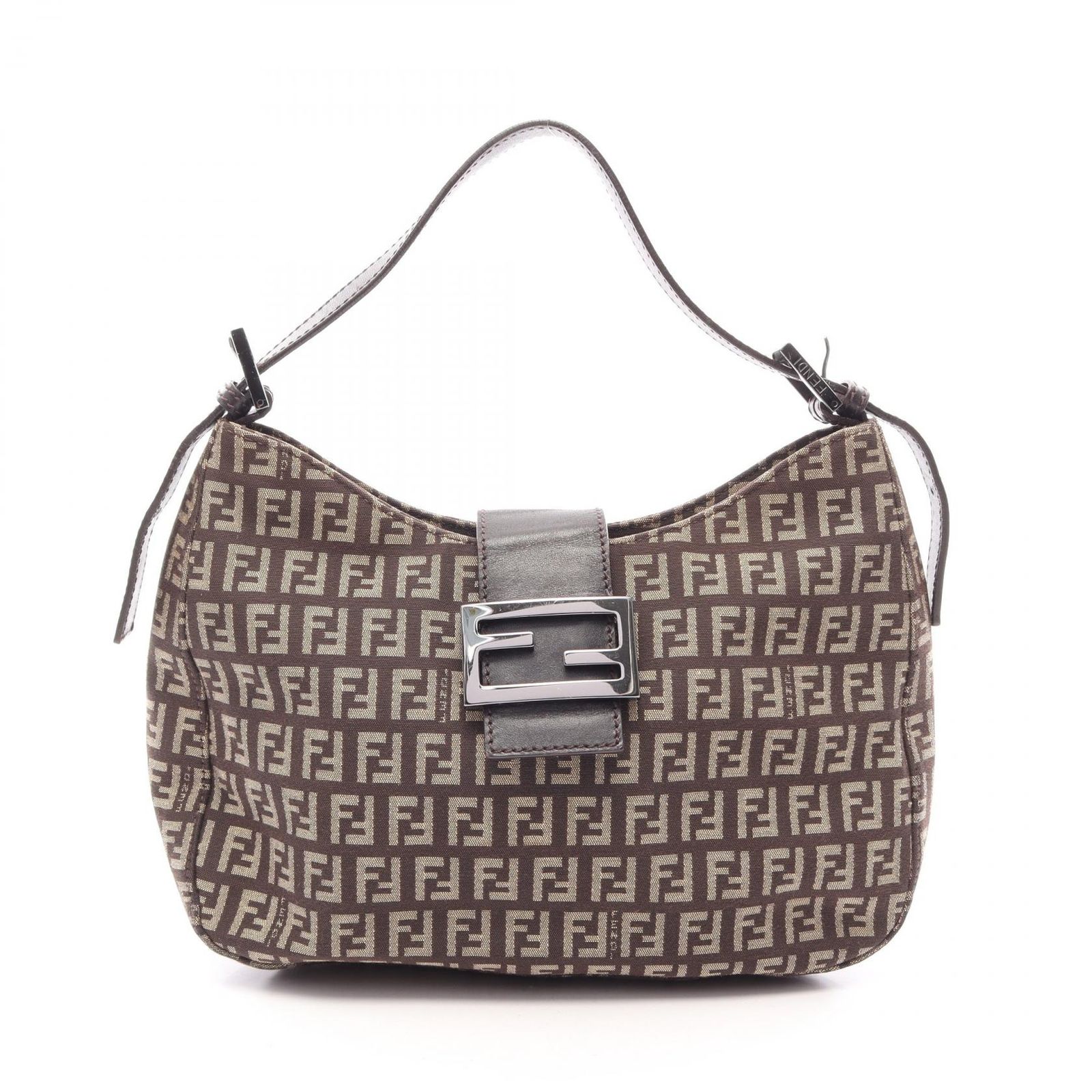 フェンディ FENDI ショルダーバッグ ズッキーノ 8BR036 ダークブラウン/ベージュ キャンバス レザー ズッキーノ ワンショルダーバッグ レディース Used B