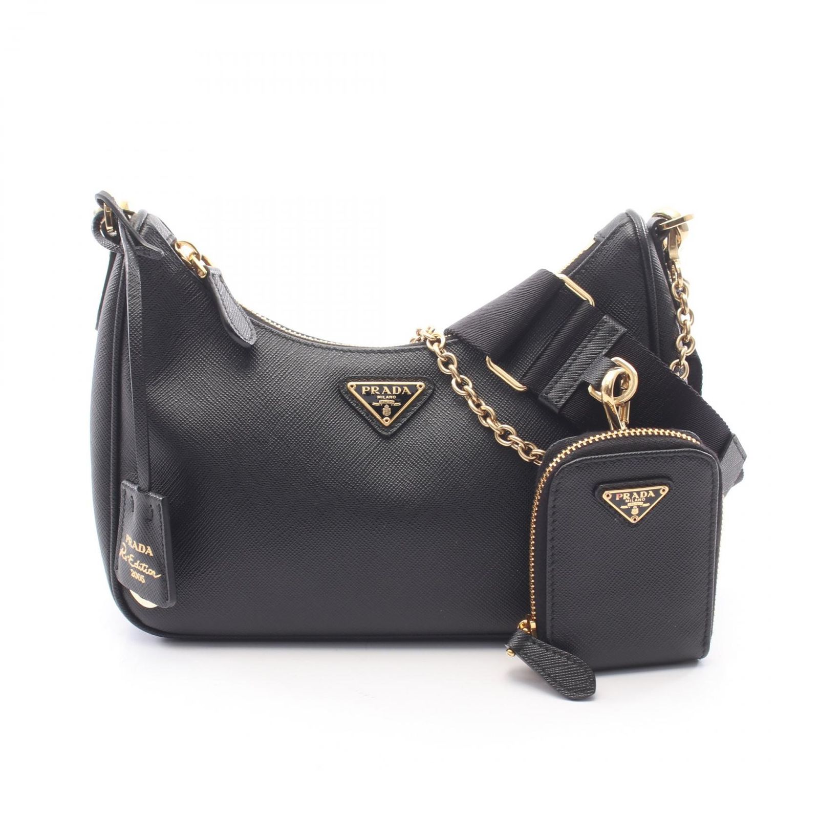 プラダ PRADA ショルダーバッグ Re-Edition 2005 1BH204 ブラック サフィアーノレザー Re-Edition 2005 2way ショルダーバッグ レディース Used A