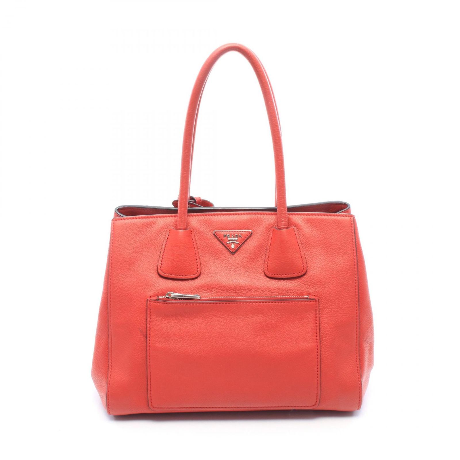 プラダ PRADA トートバッグ VITELLO PHENIX BN2795 レッド レザー トライアングルロゴ トートバッグ レディース Used B