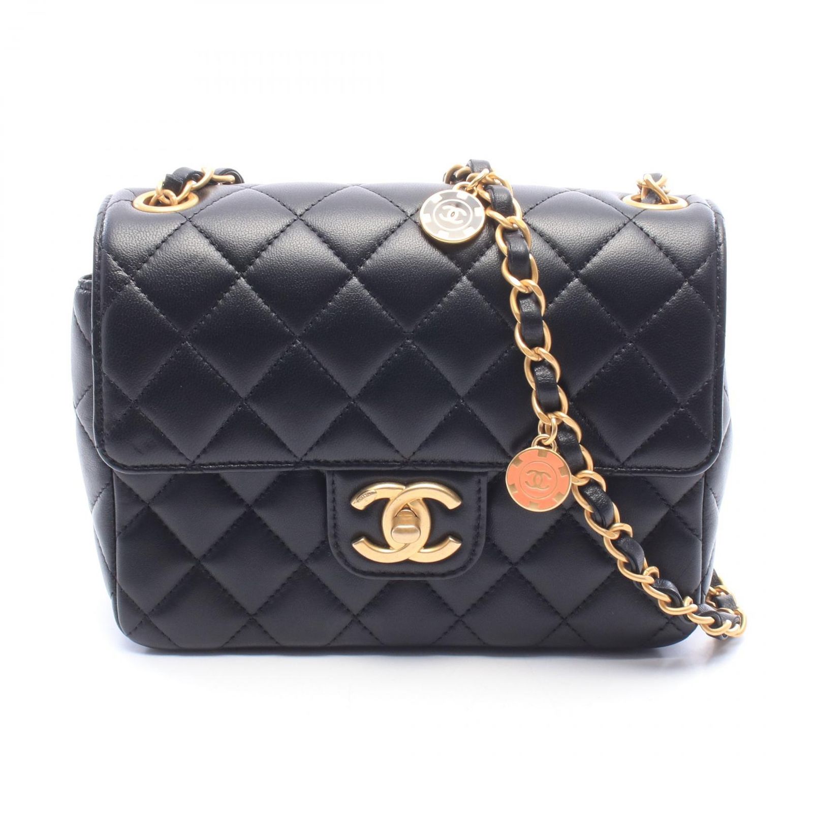 シャネル CHANEL ショルダーバッグ ミニマトラッセ AS3737 ブラック ラムスキン（羊革） ミニマトラッセ チェーンショルダー レディース Used A