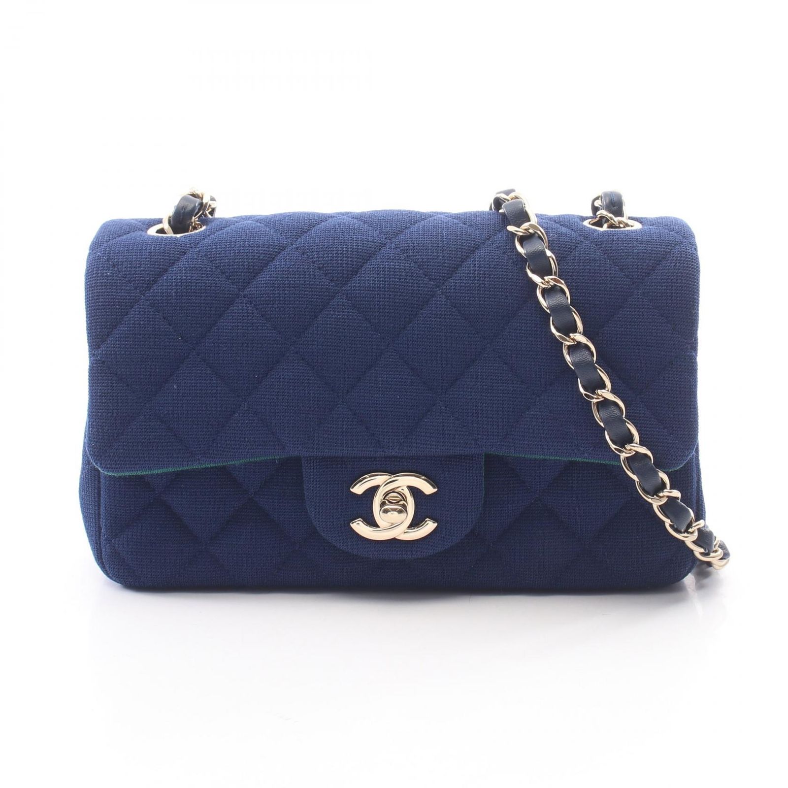 シャネル CHANEL ショルダーバッグ ミニマトラッセ20 A69900 ブルー コットン ミニマトラッセ チェーンショルダー レディース Used A