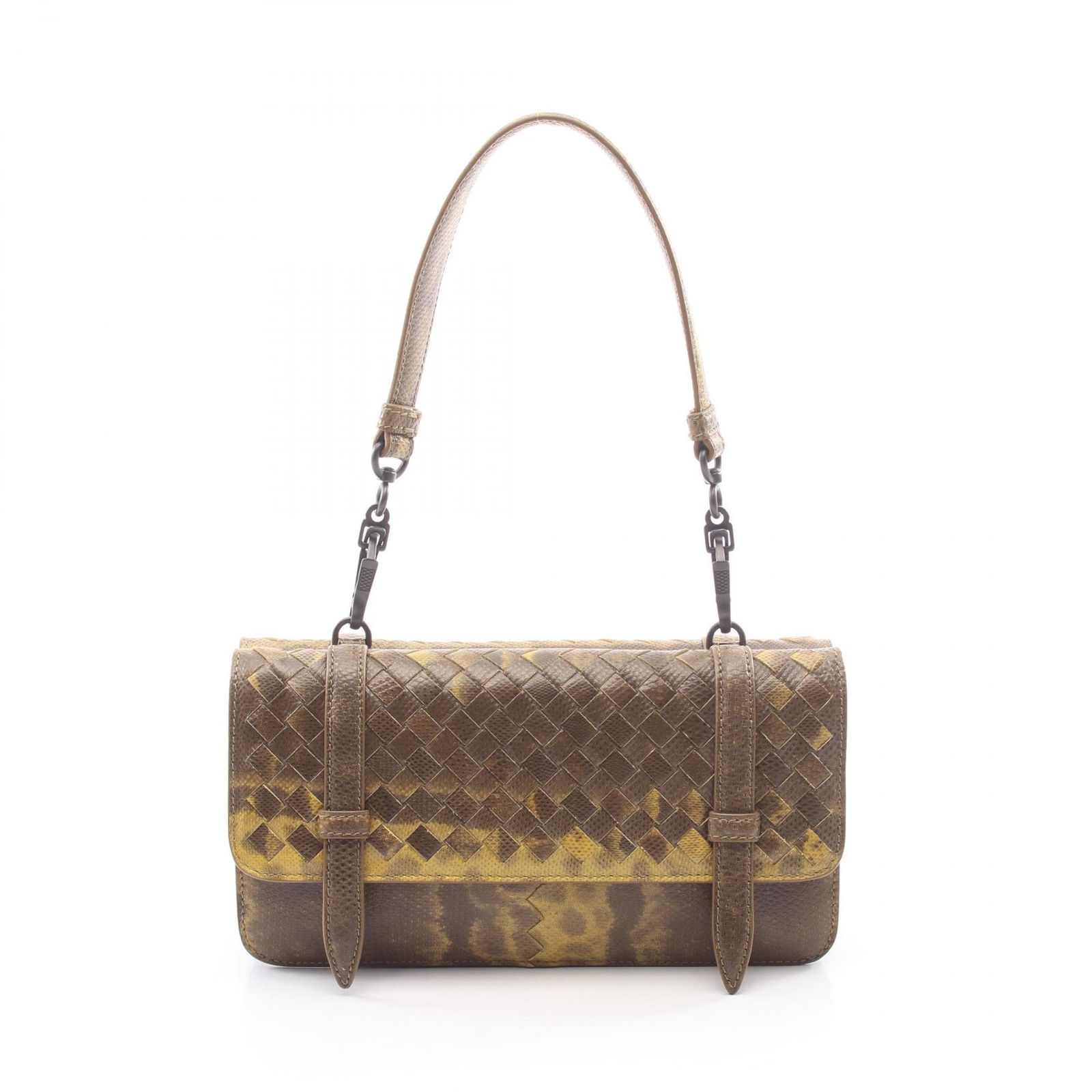 ボッテガヴェネタ BOTTEGA VENETA ハンドバッグ デュオ 329755 イエロー/ブラウン エキゾチックレザー デュオ ハンドバッグ レディース Used A