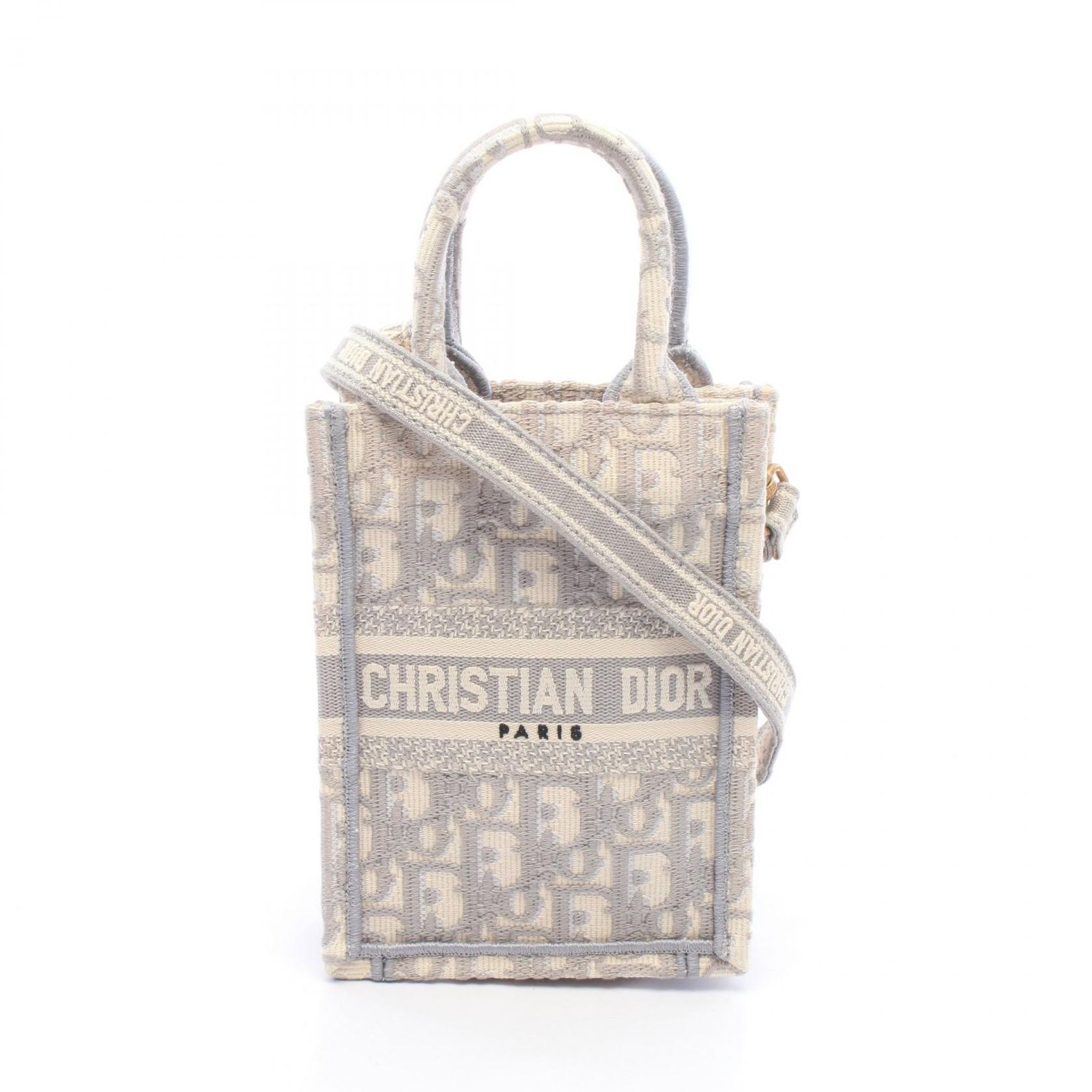ディオール Dior ハンドバッグ BOOK TOTE ブックトート バーティカルバッグ ミニ フォンバッグ 2WAY グレー/アイボリー キャンバス オブリーク ブックトート バーティカルバッグ 92,840円