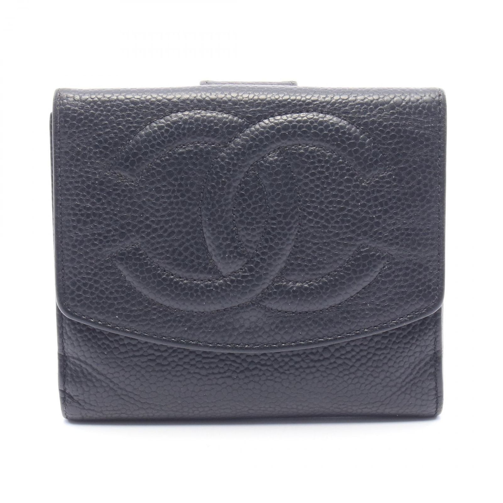シャネル CHANEL 二つ折り財布 ココマーク ブラック キャビアスキン(グレインドカーフ) ココマーク 二つ折り財布 レディース Used B 27,820円