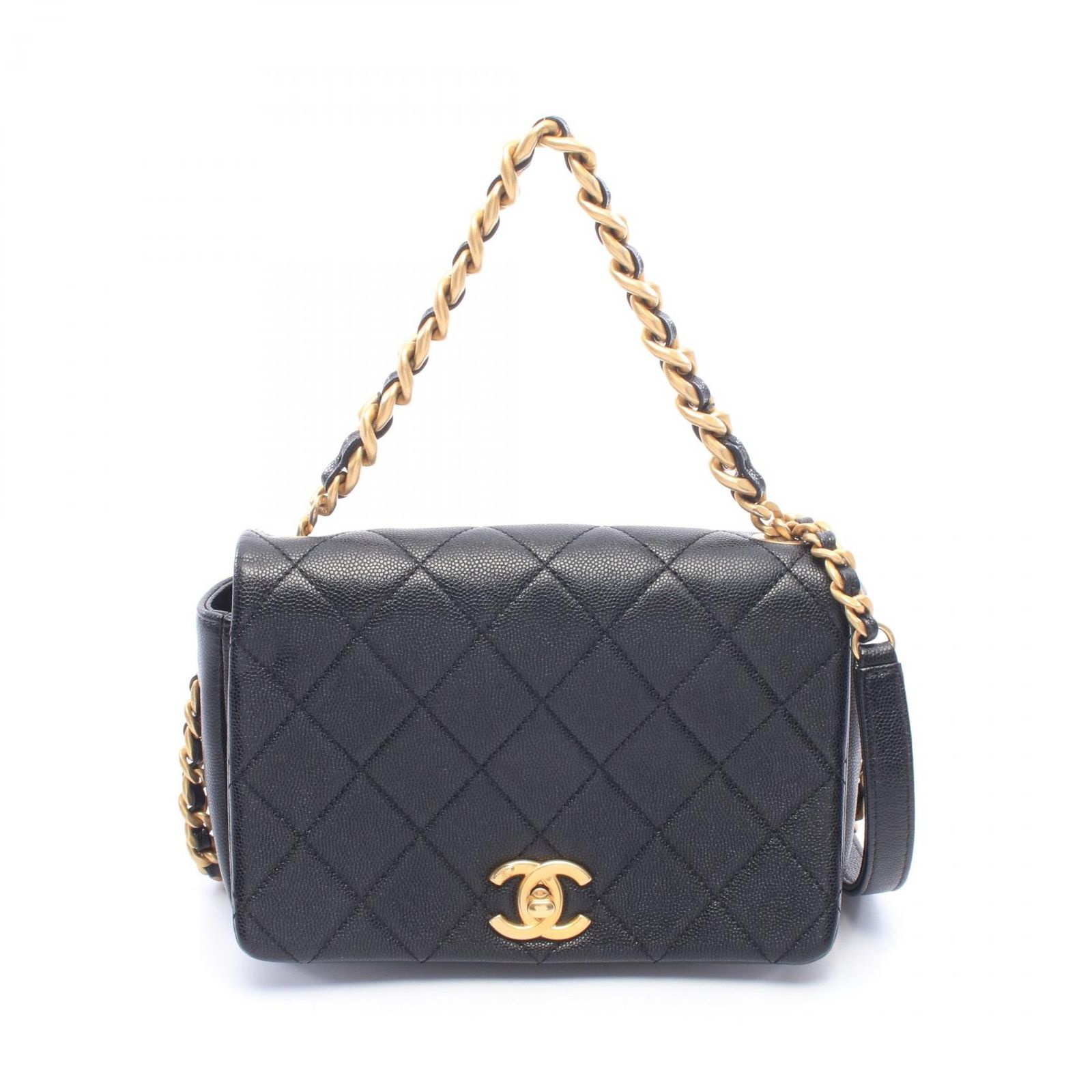 シャネル CHANEL ショルダーバッグ マトラッセ AS3103 ブラック キャビアスキン(グレインドカーフ) マトラッセ スモールフラップ チェーンショルダー レディース