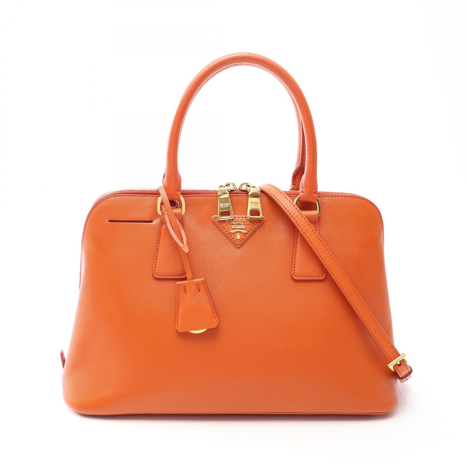 プラダ PRADA ハンドバッグ SAFFIANO LUX 2WAY オレンジ サフィアーノレザー ガレリア 2wayショルダー レディース Used B