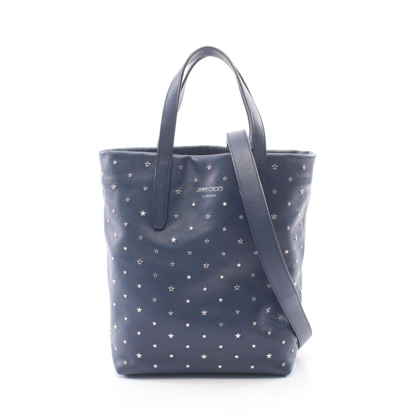 ジミーチュウ JIMMY CHOO トートバッグ SOFIA N/S ソフィア スタースタッズ 2WAY ネイビー レザー スタースタッズ 2wayトート レディース Used A