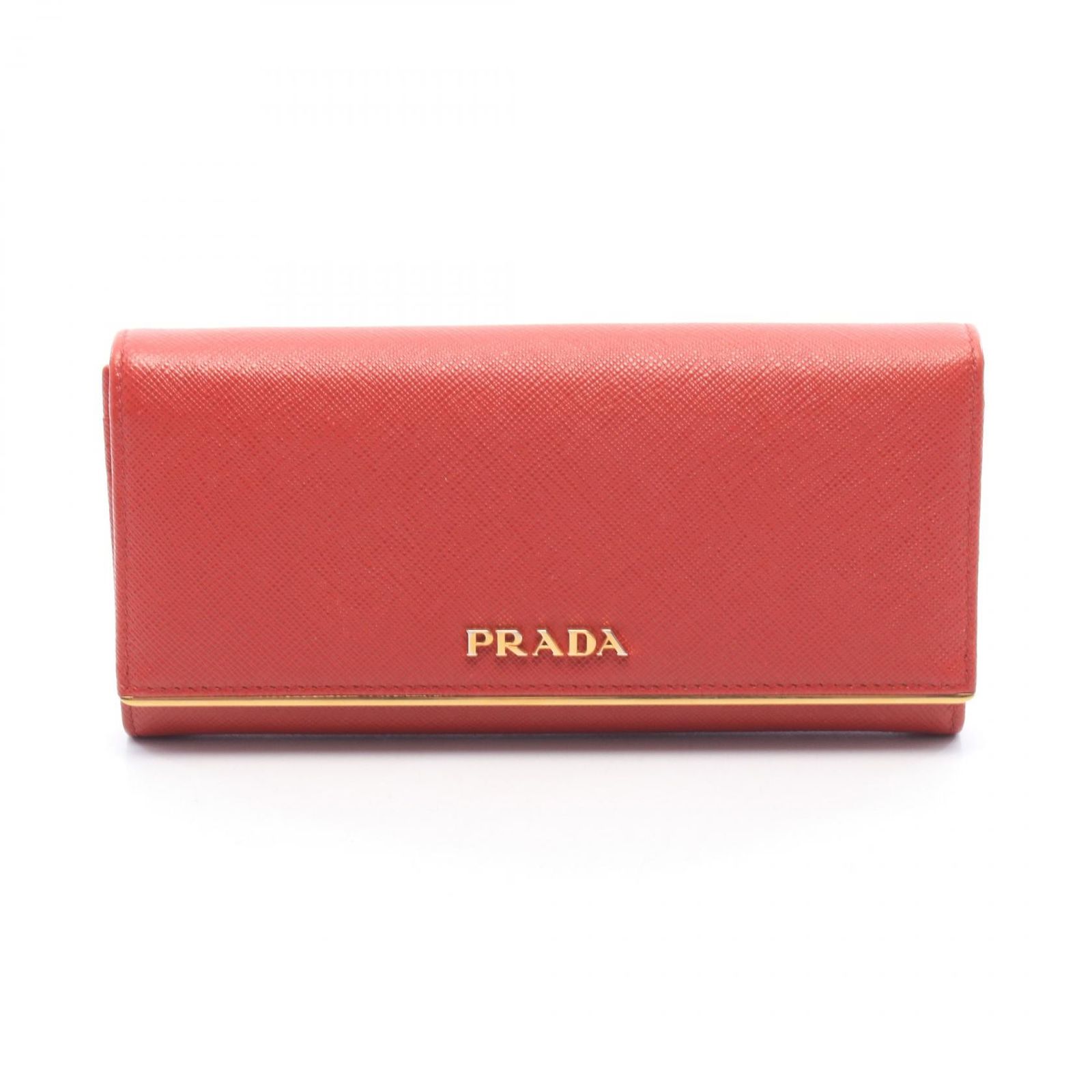 プラダ PRADA 二つ折り長財布 レッド サフィアーノレザー 二つ折り 長財布 レディース Used B