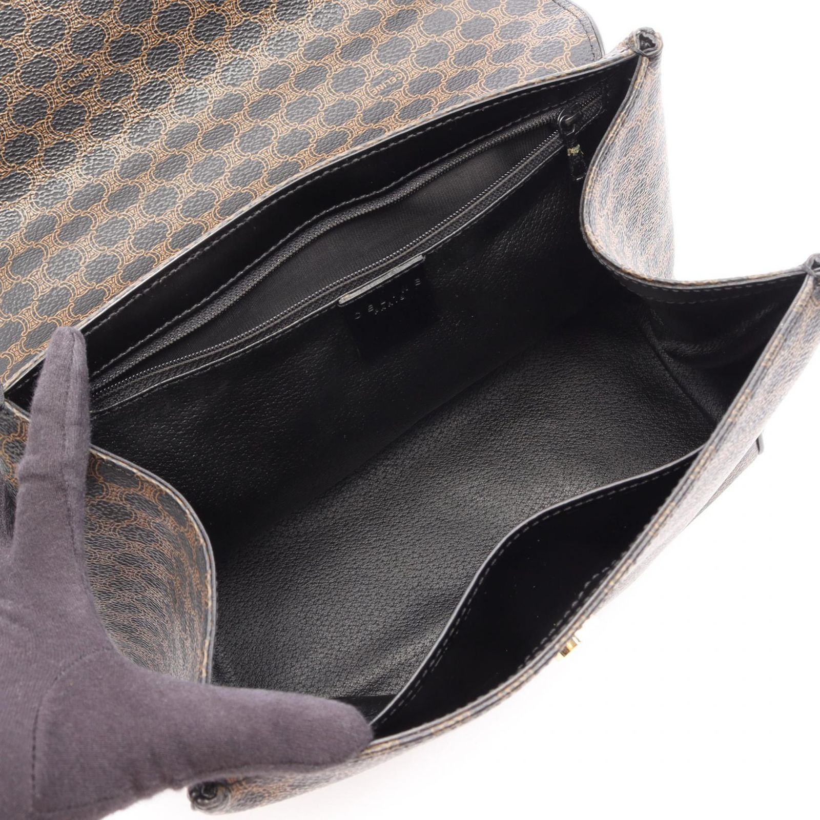 CELINE セリーヌ マカダム トップハンドル ハンドバッグ