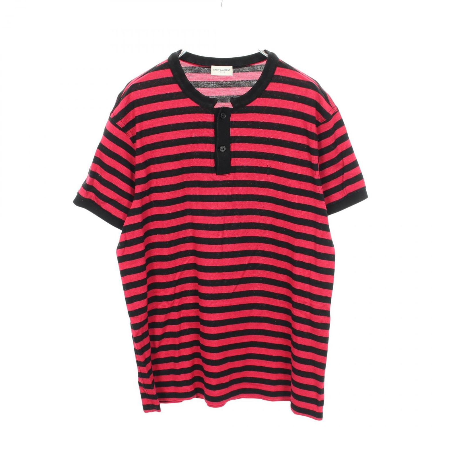SAINT LAURENT PARIS サンローランパリ ロゴ刺繍 ボーダー 半袖Tシャツ