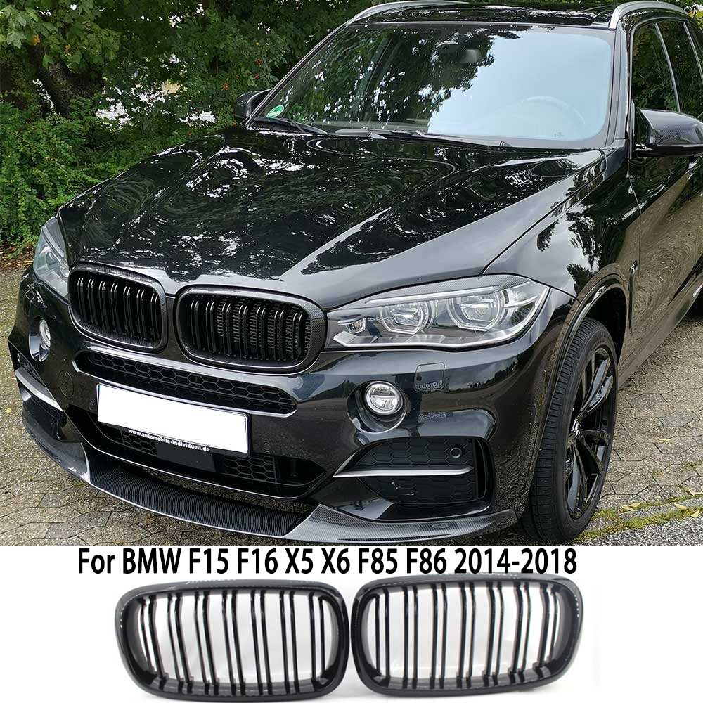 BMW F15/F16 X5/X6 2014-2018 用 フロントバンパー腎臓レーシンググリル 光沢黒