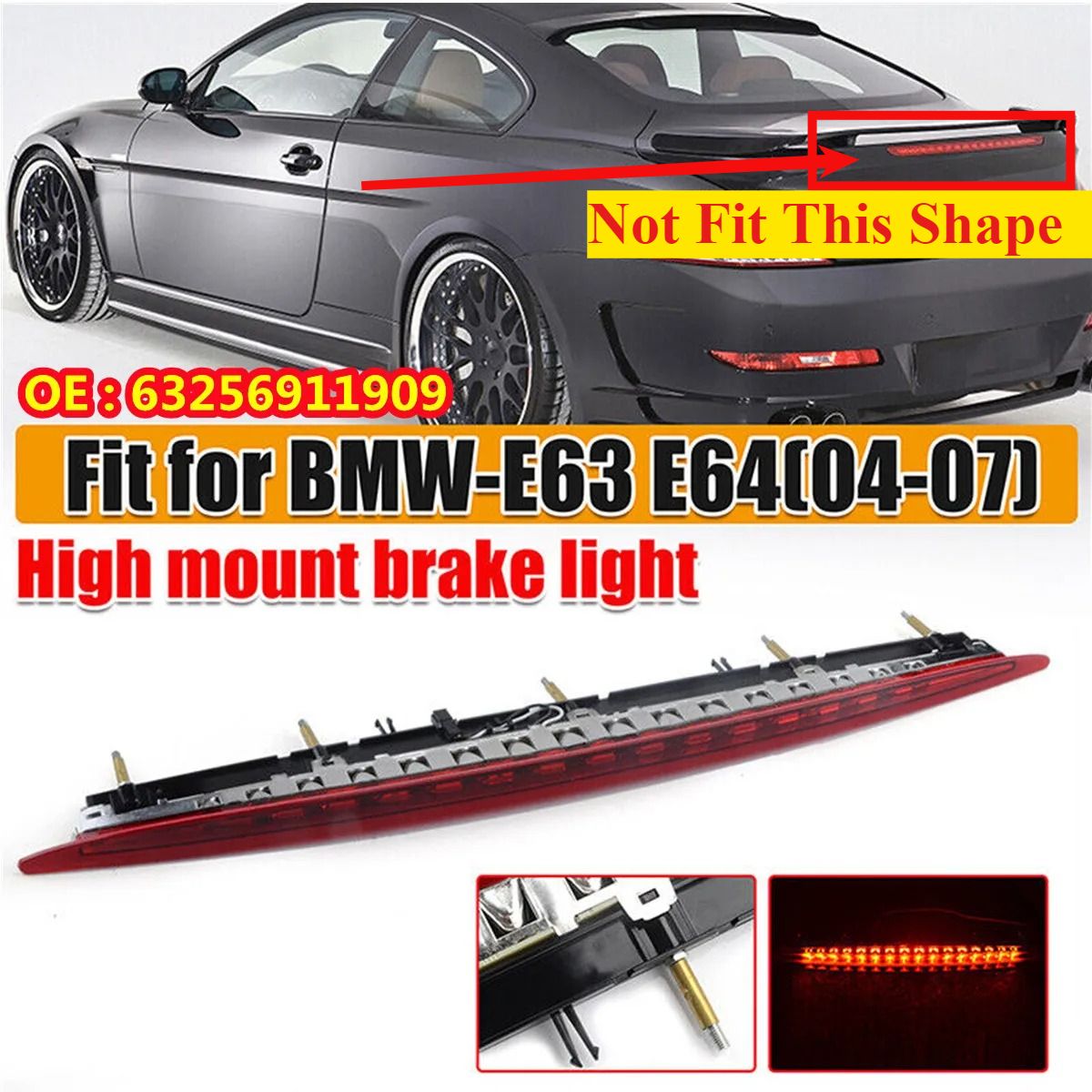 BMW E63/E64 645CI/650I/M6 2004-2007用 リアLEDサードブレーキライト